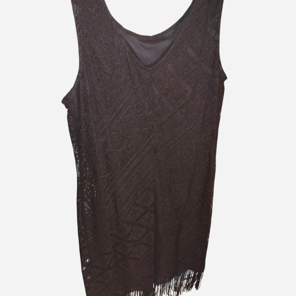 Harlow Black Lace Flapper Dress | 1920s Style Fringe Hem | Size 12